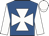 Royal blue, white maltese cross, sleeves and cap