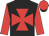 Black, red maltese cross and sleeves, red cap, black peak