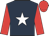 Dark blue body, white star, red arms, red cap
