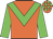 Orange body, big-green chevron, big-green arms, orange cap, big-green checked