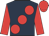 Dark blue, large red spots, sleeves and cap