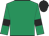 Emerald green, black armlets, black cap
