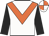 White body, orange chevron, black arms, white cap, orange quartered