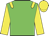 Big-green body, yellow epaulettes, yellow arms, yellow cap