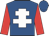 royal blue, white cross of lorraine, red sleeves