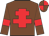 Chocolate, red cross of lorraine, red armlets, quartered cap