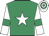 Emerald green, white star, white sleeves, emerald green armlets, hooped cap
