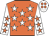 orange, white stars, white sleeves, orange stars, white cap, orange spots