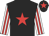 Black, red star, white and red striped sleeves, black cap, red star