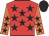 Red, black stars, orange sleeves, black stars and cap