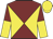 Maroon and yellow diabolo, halved sleeves, yellow cap