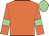 Orange body, orange arms, light green armlets, light green cap