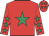 Red, emerald green star, emerald green stars on sleeves, red cap, emerald green stars
