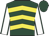 Dark green & yellow chevrons, white sleeves, dark green seams, dark green cap