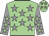 Light green, grey stars, grey sleeves, light green stars, light green cap, grey stars