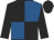 Black and royal blue (quartered), black sleeves and cap