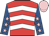 Red, white chevrons, royal blue sleeves, pink stars and cap