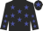 Black body, blue stars, black arms, blue stars, black cap, blue star
