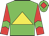 Green body, yellow triangle, red arms, green chevron, green cap, red diamond
