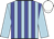 light blue, blue stripes, light blue sleeves, white cap