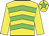 yellow, green chevrons, yellow sleeves, green star on cap