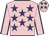 Pink, purple stars, pink sleeves, purple seams, pink cap, purple stars