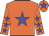 Orange, blue star, orange sleeves, blue stars, orange cap, blue star
