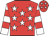Red body, white stars, white arms, red hooped, red cap, white stars