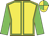 Yellow body, green seams, green arms, yellow cap, green quartered