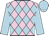 Pale pink and pale blue checked diamonds, pale blue sleeves and cap