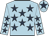Light blue, dark blue stars, light blue cap, dark blue star