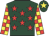 Dark green, red stars, yellow and red checked sleeves, dark green cap, yellow star