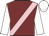 maroon, pink sash, white sleeves and cap