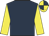 dark blue, yellow sleeves, quartered cap