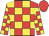 Red and yellow check, red cap