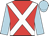 Red, white cross belts, light blue sleeves and cap