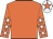 Orange, white stars on sleeves, white cap, orange star