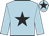 light blue, black star, light blue sleeves, light blue  cap, black star