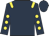 Dark blue, yellow epaulets, dark blue sleeves, yellow spots