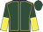 Dark green, yellow seams, halved sleeves, dark green cap
