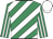 Emerald green and white diagonal stripes, stripes on sleeves, white cap