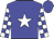 Blue, white star, checked sleeves, blue cap