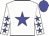 White body, blue star, white arms, blue stars, blue cap