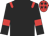 Black body, red epaulettes, black arms, red armlets, red cap, black stars