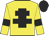 Yellow body, black cross of lorraine, yellow arms, black armlets, black cap