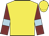 Yellow, maroon sleeves, light blue armbands, yellow cap