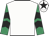 White, emerald green and black chevrons on sleeves, white cap, black star
