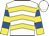 White, yellow chevrons, yellow and royal blue hooped sleeves, white cap