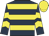 Dark blue, yellow hoops, chevrons on sleeves, yellow cap