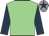 Light green, dark blue sleeves, grey cap, dark blue star